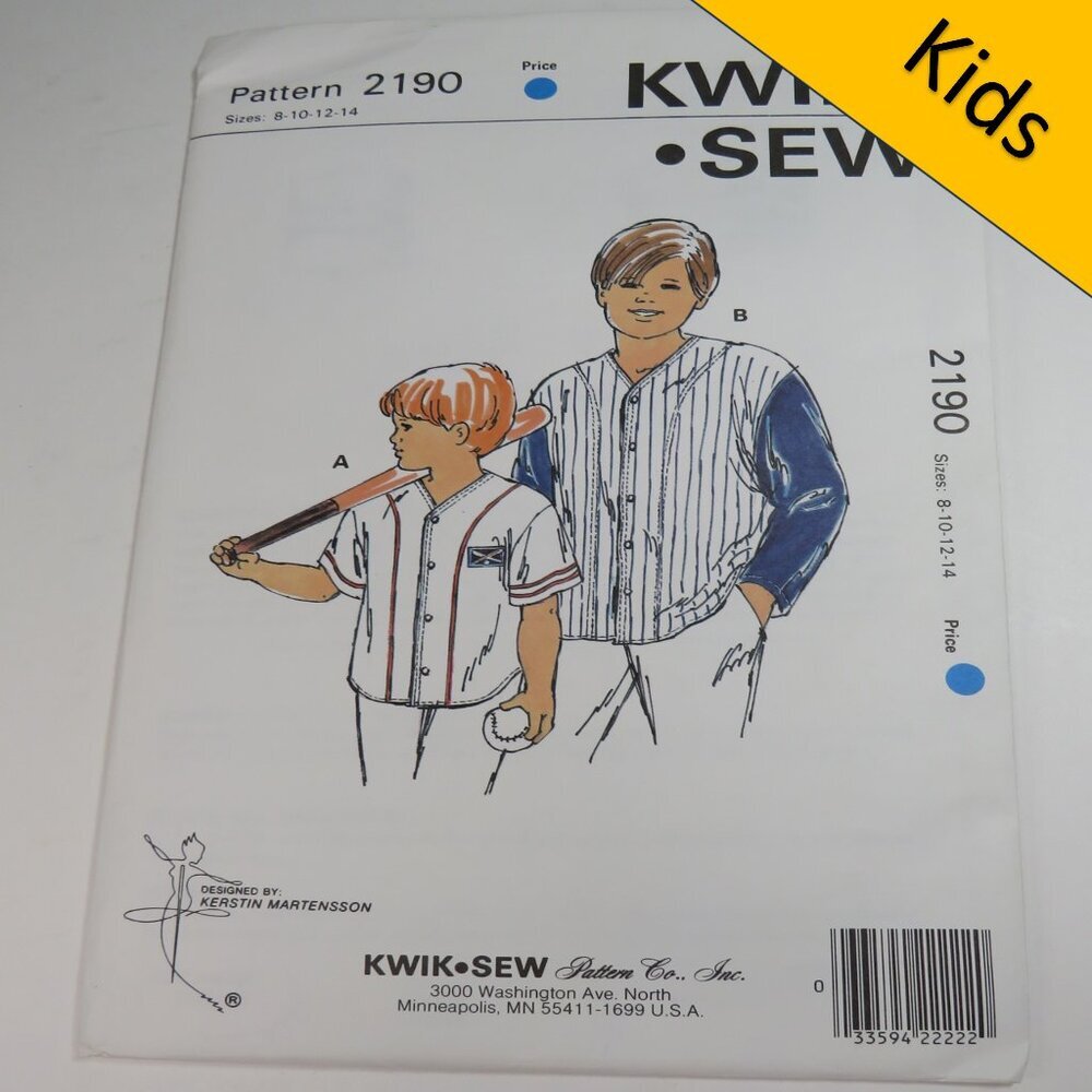 Kwik Sew 2190 size 8-14 boy / child shirt